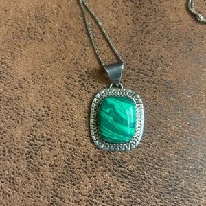 Vintage Sterling and Green Pendant